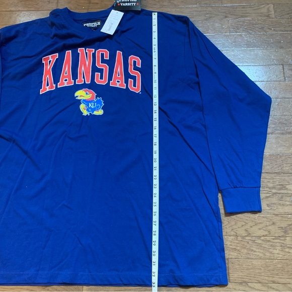 Profile Varsity Men's Big and Tall Kansas Jayhawks Blue Long Sleeve T-Shirt NEW! - Picture 8 of 8
